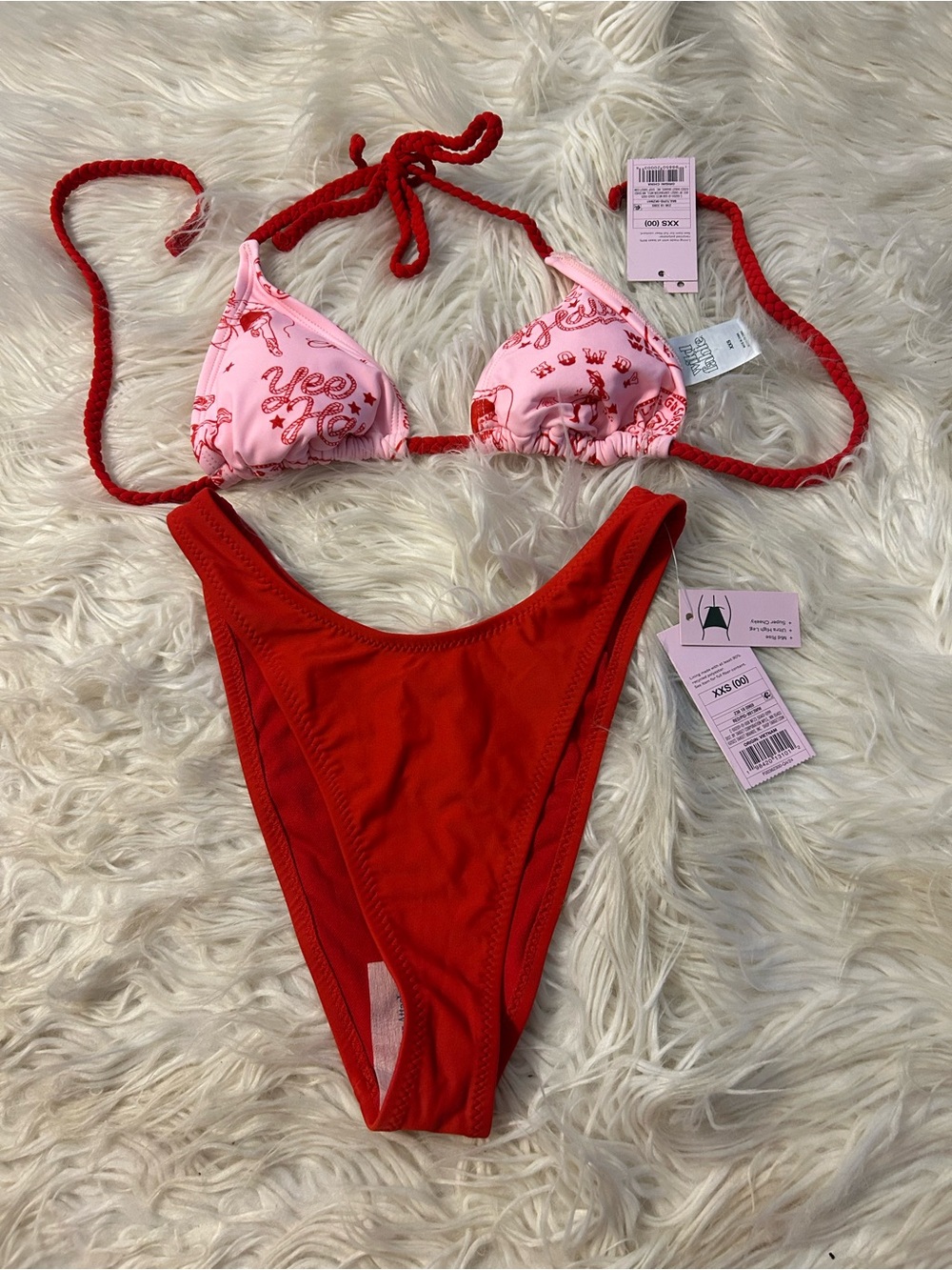 Cowgirl themed Red & Pink Bikini Set
